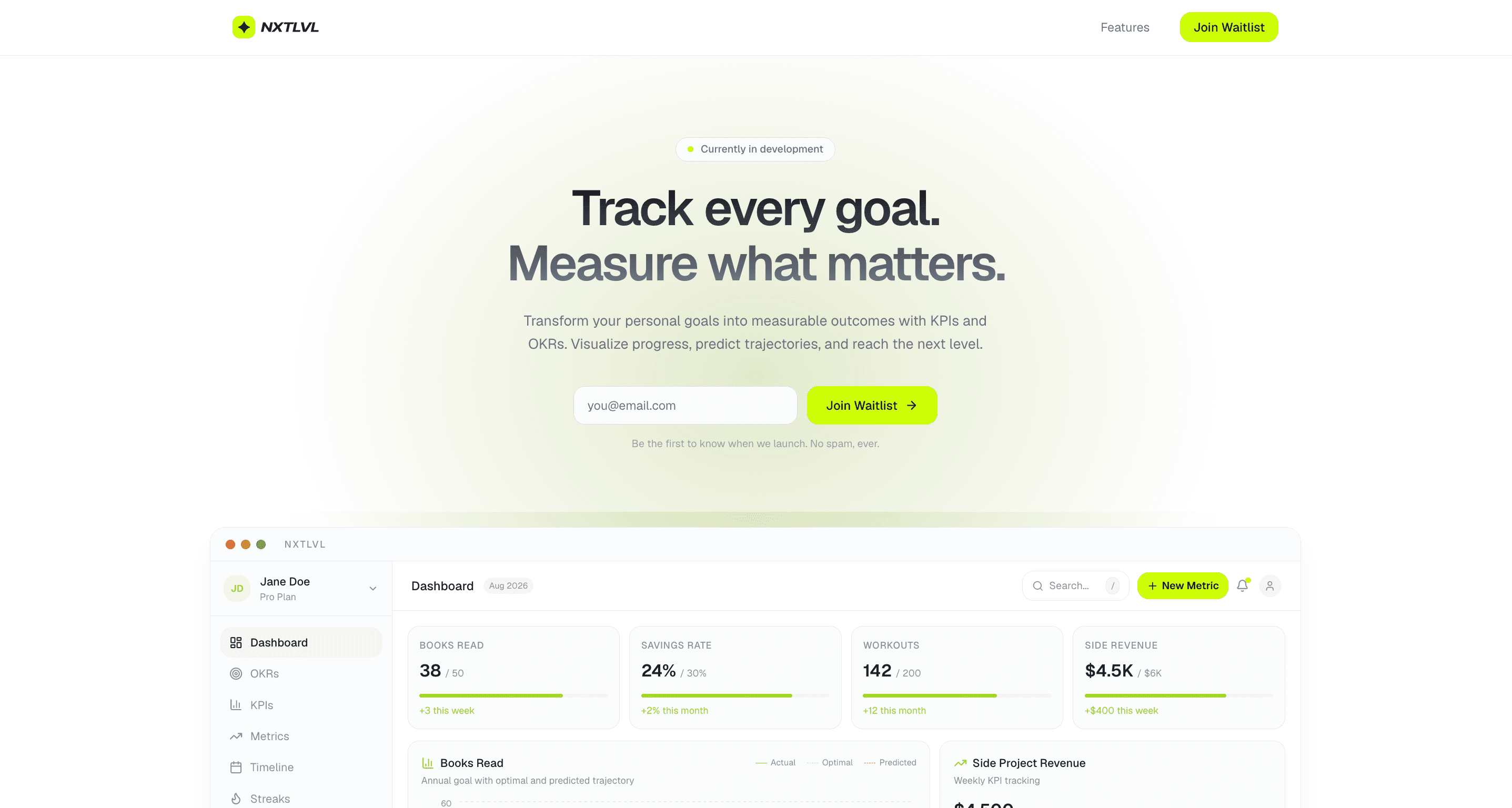 Landing page of NXTLVL